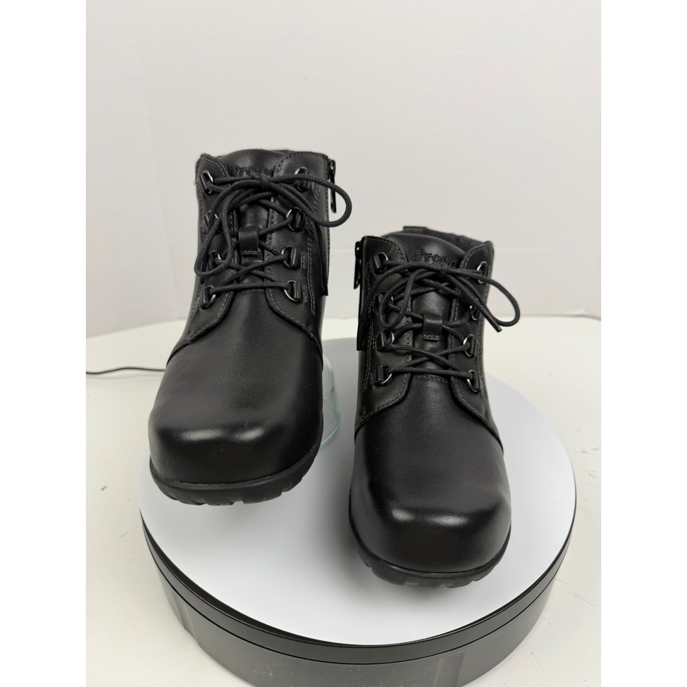 Propét Women's Orthopedic Black Leather Lace Up Zip Ankle Boots Size 7.5 Wide - Picture 3 of 17